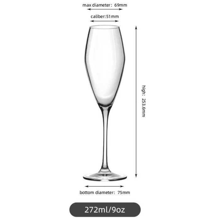 Custom Wedding Banquet 9oz Champagne Flute Glass Crystal Glassware Gift Packing