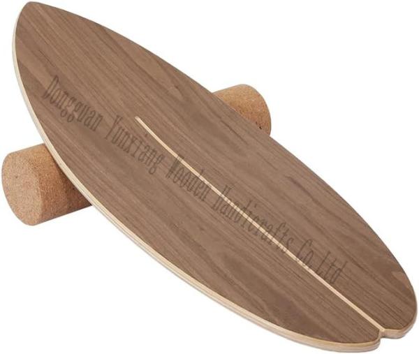 Wooden Balance Board Indoor Surfboard Surf Style Home Fitness with Wheel for