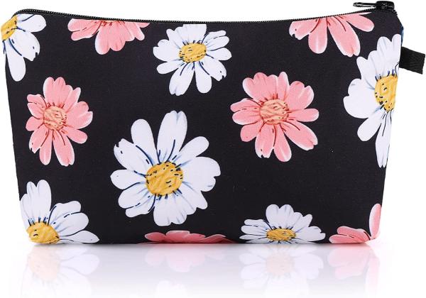 Women Cute Makeup Bag Travel Organizer Pouches with Zipper Sunflower Waterproof