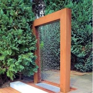 China Customized Garden Corten Steel Water Pool With Rain Curtain on sale