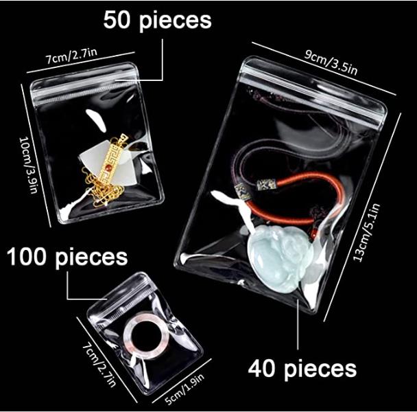 Custom Printed Logo Plastic Zipper Lock Bag For Jewelry Pouch Necklace Zipper Bag