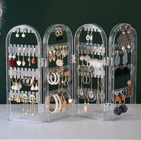 Four-Panel Jewelry Display Screen Stand Large Capacity for Necklaces Bracelets &