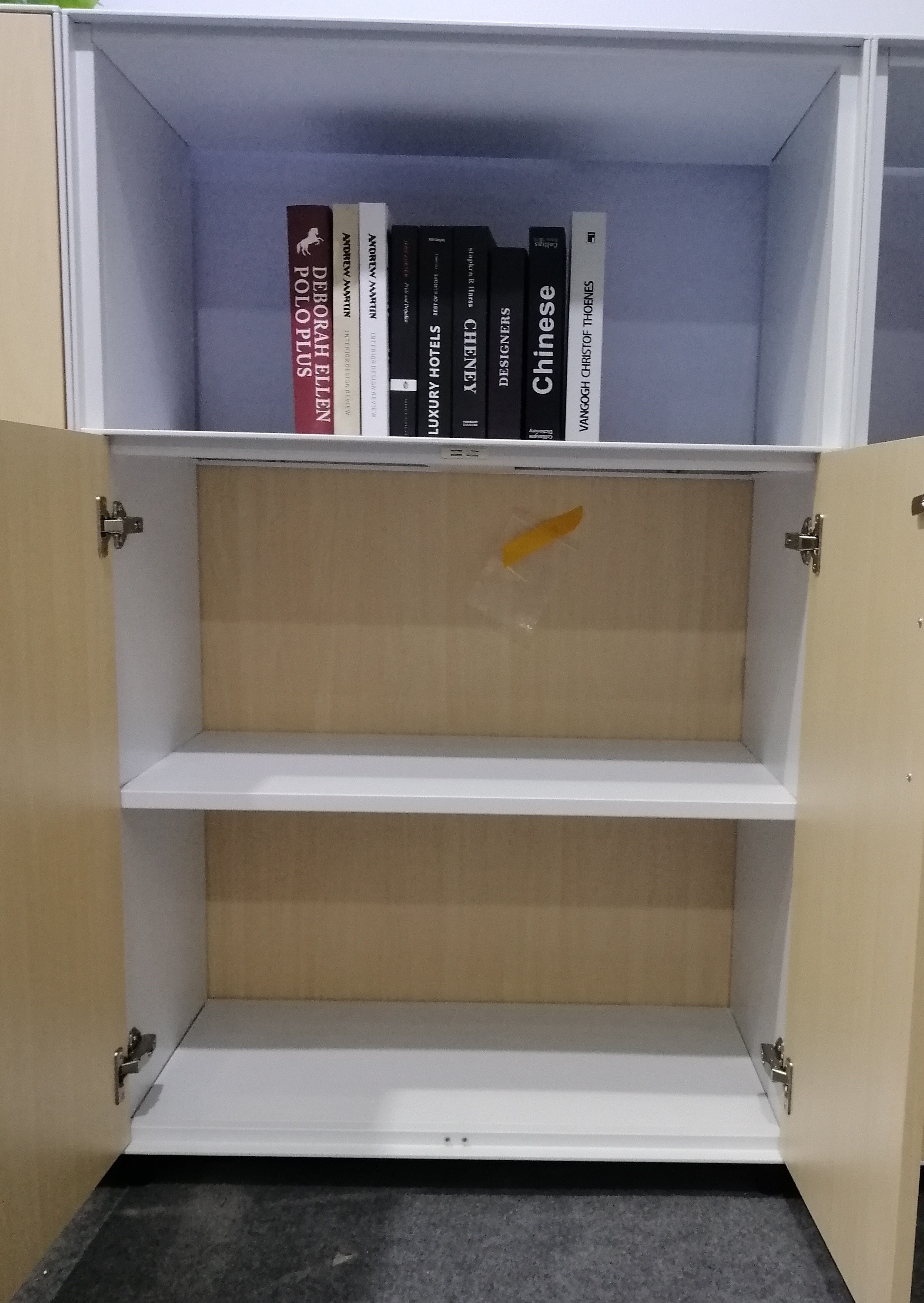 Up Open Down Swing Door Modular Storage Cabinet With 1 Fixed Shelf Double Layers Plate