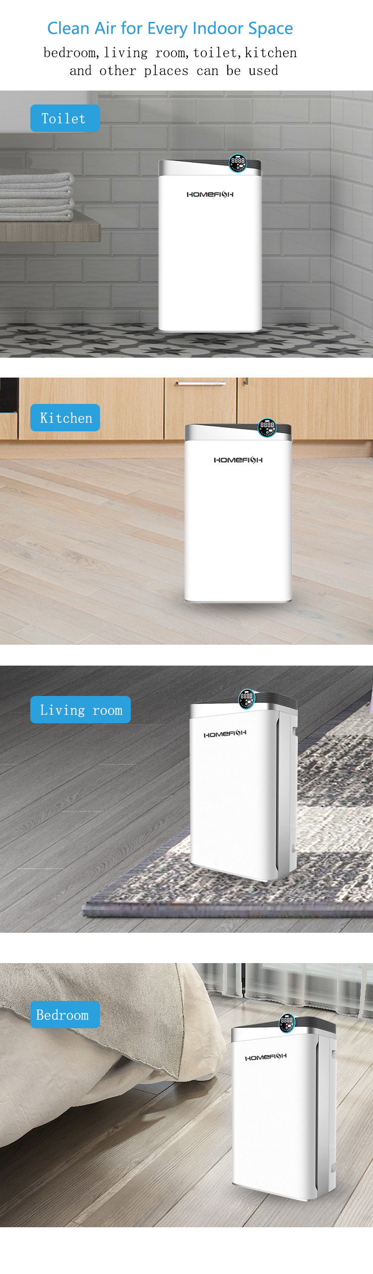 HOMEFISH 488m3/H Commercial Air Purifier For Business Humidifying Atomization