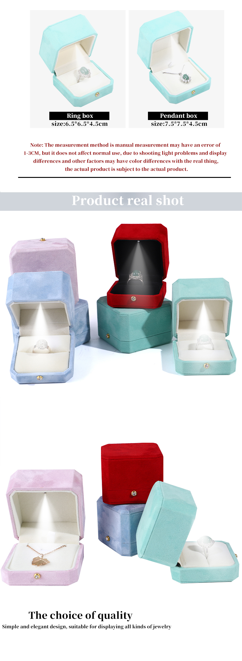 Customized Size Velvet Jewelry Box for Organizing and Displaying LED Jewelry Collection