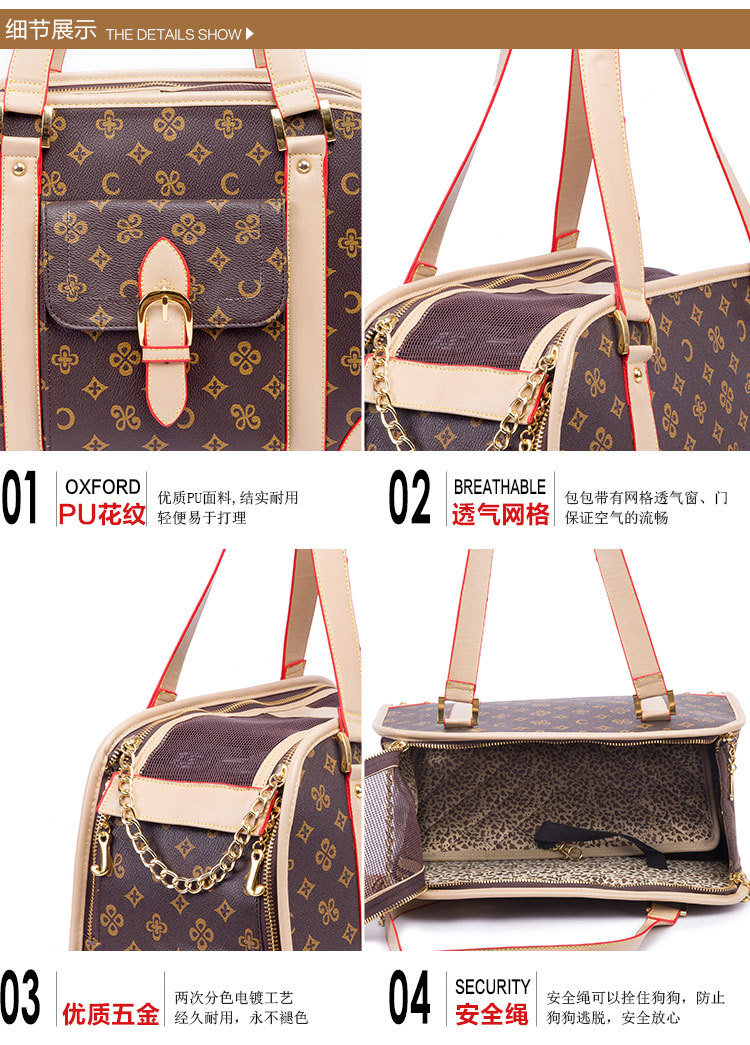 Design Classic Royal Quality Leather Grid Hand Pet Carriers