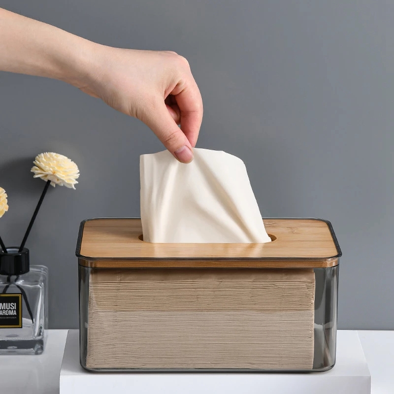 Transparent Rectangular Tissue Dispenser Box Storage For Bathroom Kitchen