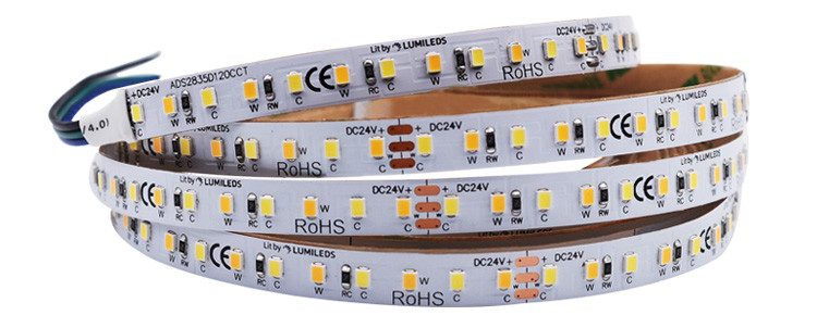 Outdoor Tunable White LED Strip Lights Addressable CCT 2835 Lumileds 120 LED Per Meter