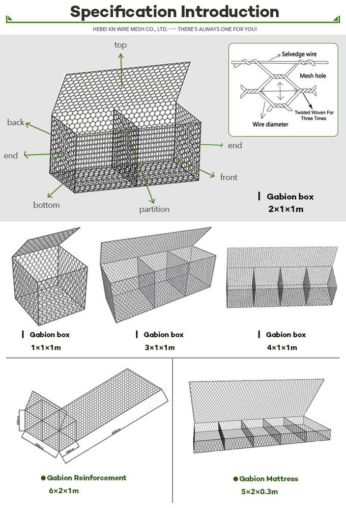 Anping Wholesale Galvanized 4*1*1 M Green Gabion Stone Basket For Protecting Soil And Rocks