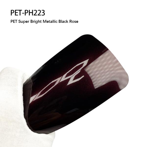 PET-PH223 PET Bright Metallic Black Rose Car PPF Sticker 1.52m X 18m Self