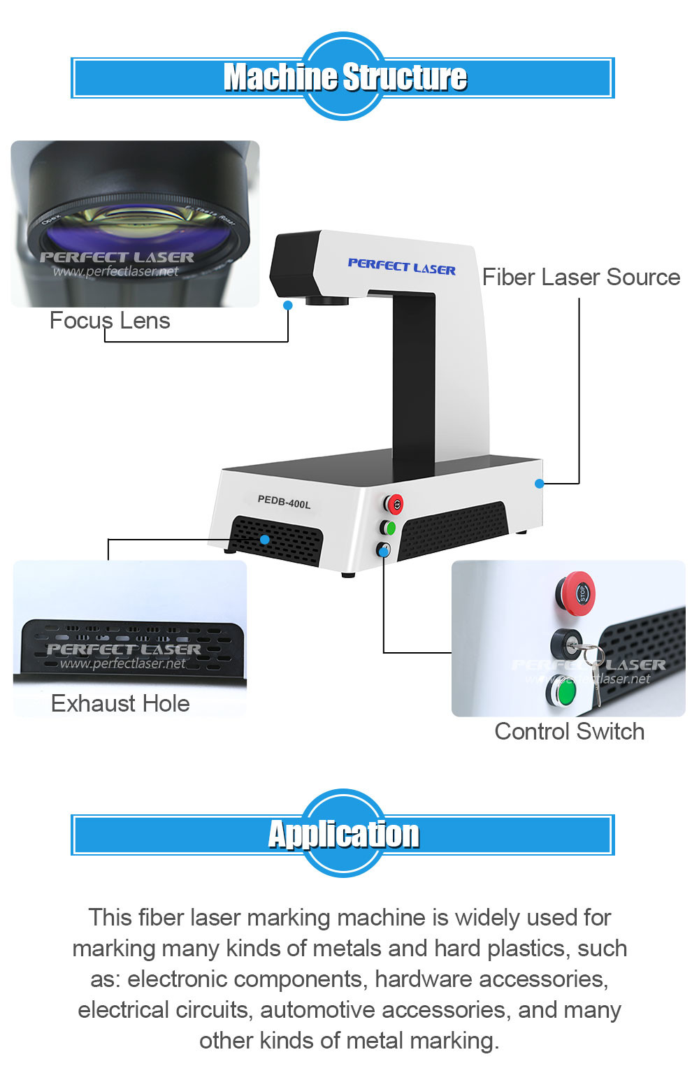 Air Cooling High Accuracy Fiber Laser Marking Machine For Automobile Parts / Laser Coding Equipment
