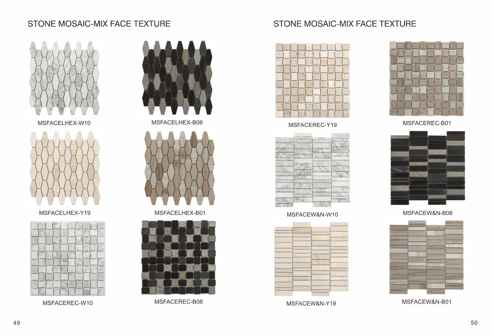 Mix face carrara white marble long hexagon artificial marble mosaic