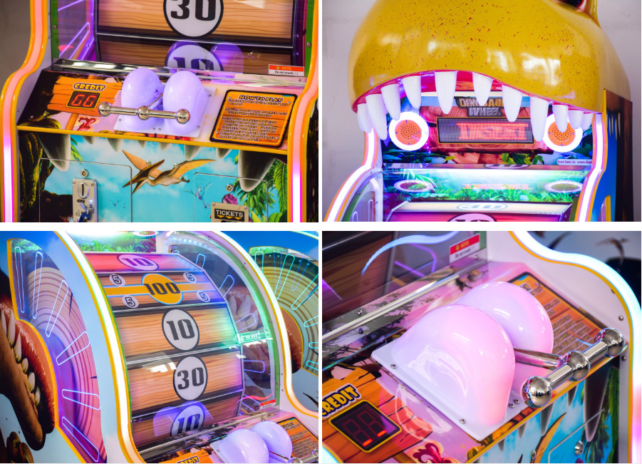 Arcade Dinosaur Lucky Wheel Ticket Lottery Redemption Game Machine