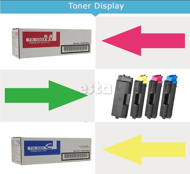 Kyocera original toner cartridges TK 580 Black Cyan Magenta Yellow K C Y M