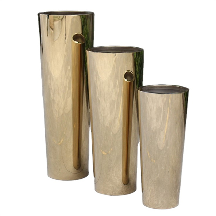 Quality stand planters cylindrical round metal flower pots