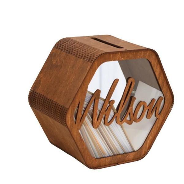 Amazon hot sale wooden wedding card storage box with PVC window ,gift card