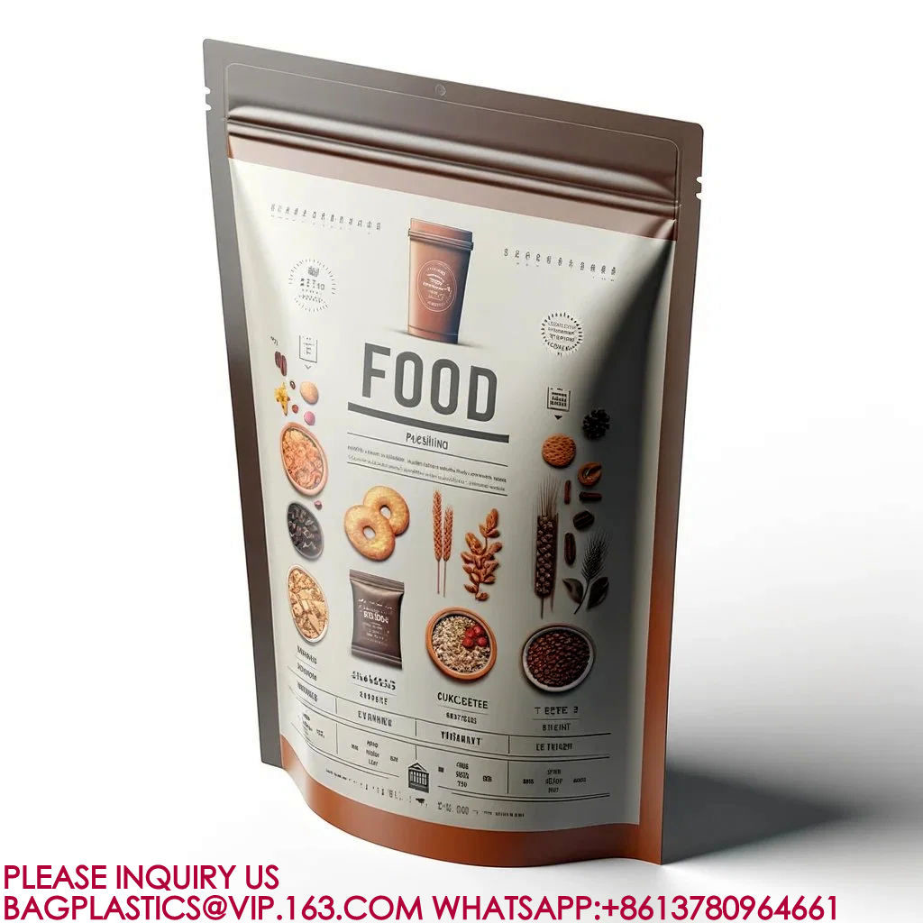 Resealable Stand Up Pouch Packaging Aluminum Foil Bag Candy Biscuit Nut Food Zip Bag