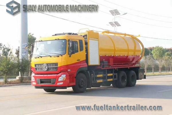 Dongfeng 15000L 10 Wheel Vacuum Tank Truck 270hp High Pressure Cleaning And