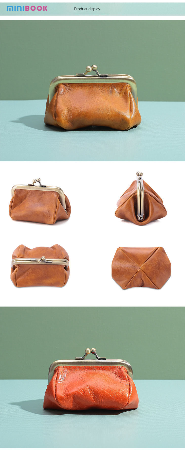 OEM ODM Acceptable Minibook Ladies Wallet With Handmade Leather And Gold Storage