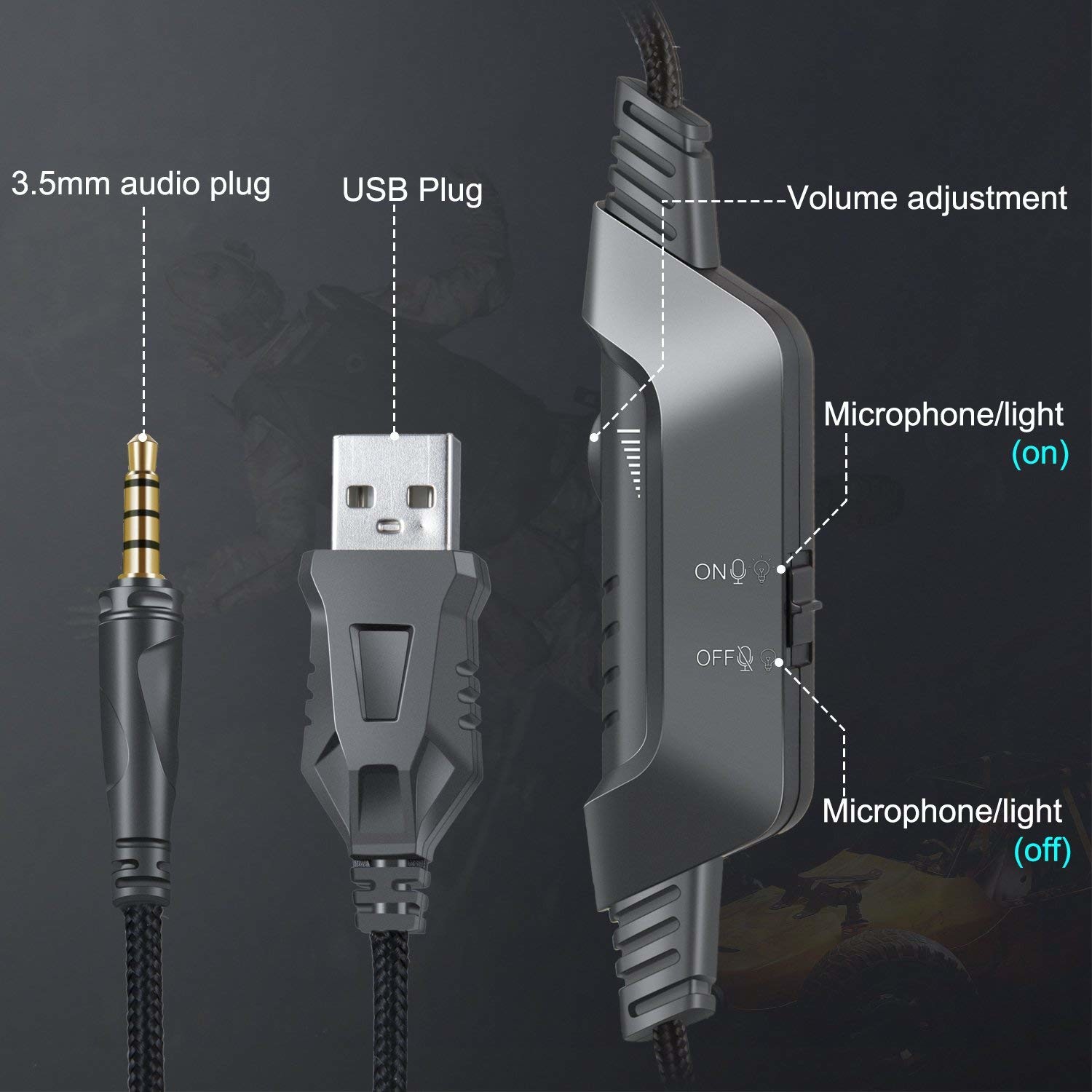 Bass DC5V 2.2m Onikuma K6 Gaming Headset For Computer