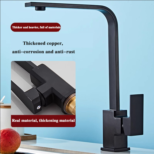 360° Rotation Kitchen Faucet Hot And Cold Water Wash Basin Sink Anti Splash 2 In 1 Square