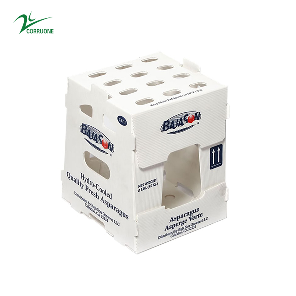 Asparagus Corrugated Plastic Produce Boxes Food Grade Black White