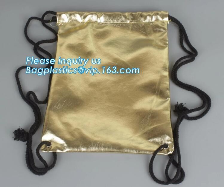 Custom Name Stamping PU Leather Drawstring Bag With Handle Waterproof Promotional Black Drawstring Bag Promotional Detai