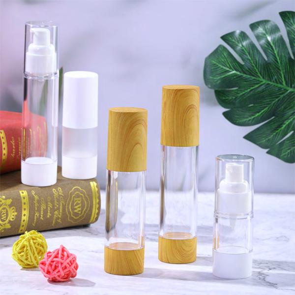 Wooden Clear Airless Pump Bottles 15ml 10ml Serum Pump Dispenser Fine Mist Spray
