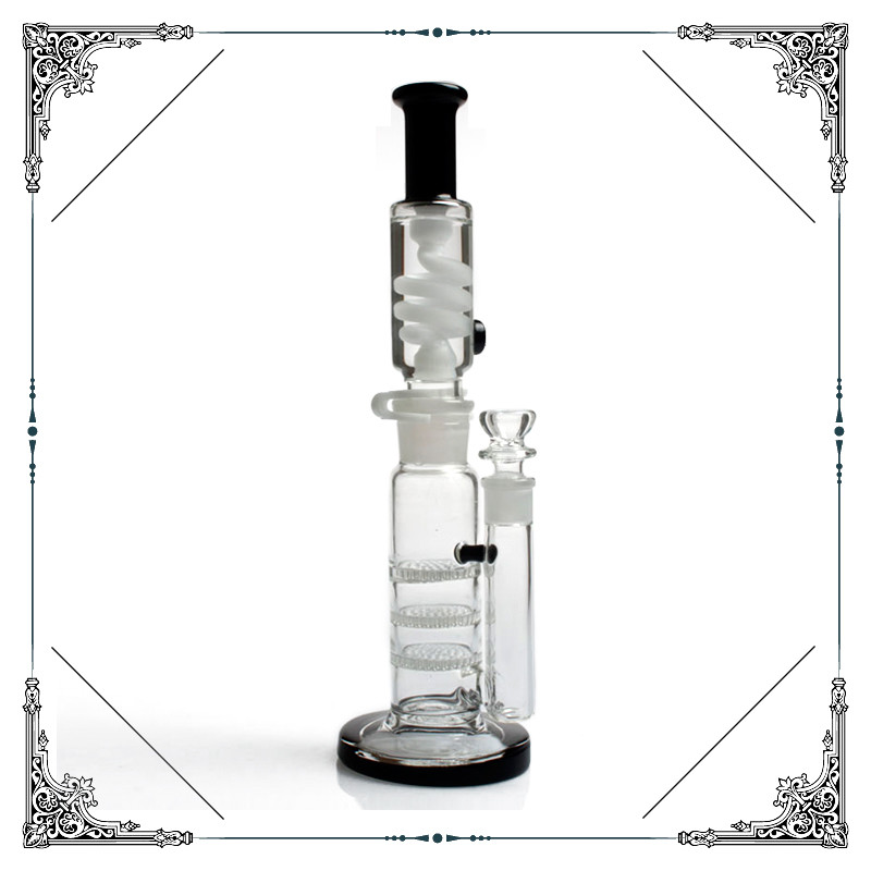 Custom 10 Inch Glass Bong Smoking With Triple Honeycomb Perc