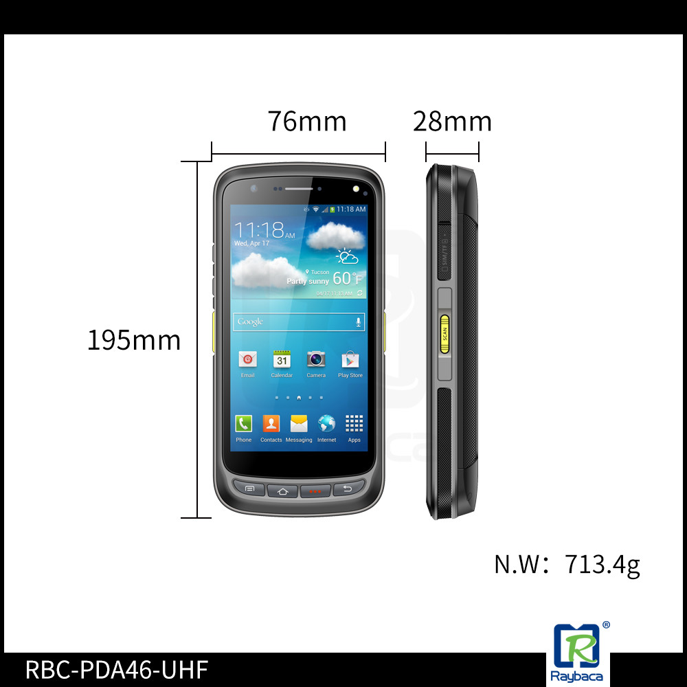 Handheld RFID Microchip Scanner , Electronic Chip Reader Android Mobile Terminal Device