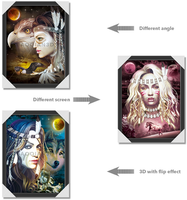 Custom Lenticular 3d Flip Picture Of Pretty Girl And Animal For Home Decoration