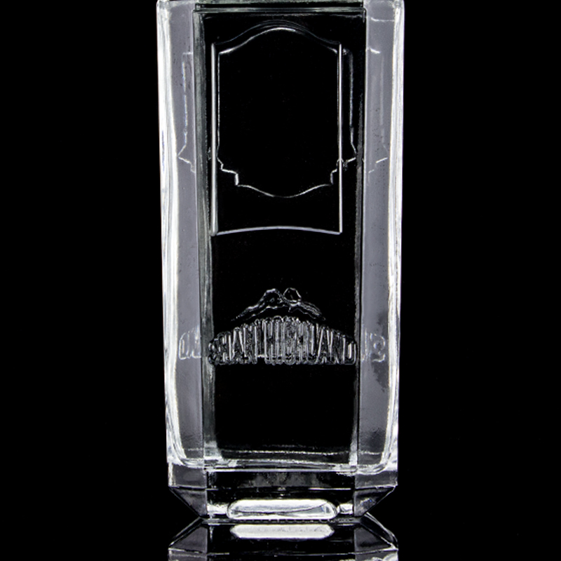 750ml 75cl Super Flint Square Embossed Glass Bottle with Screw Cap Rum Vodka Whisky