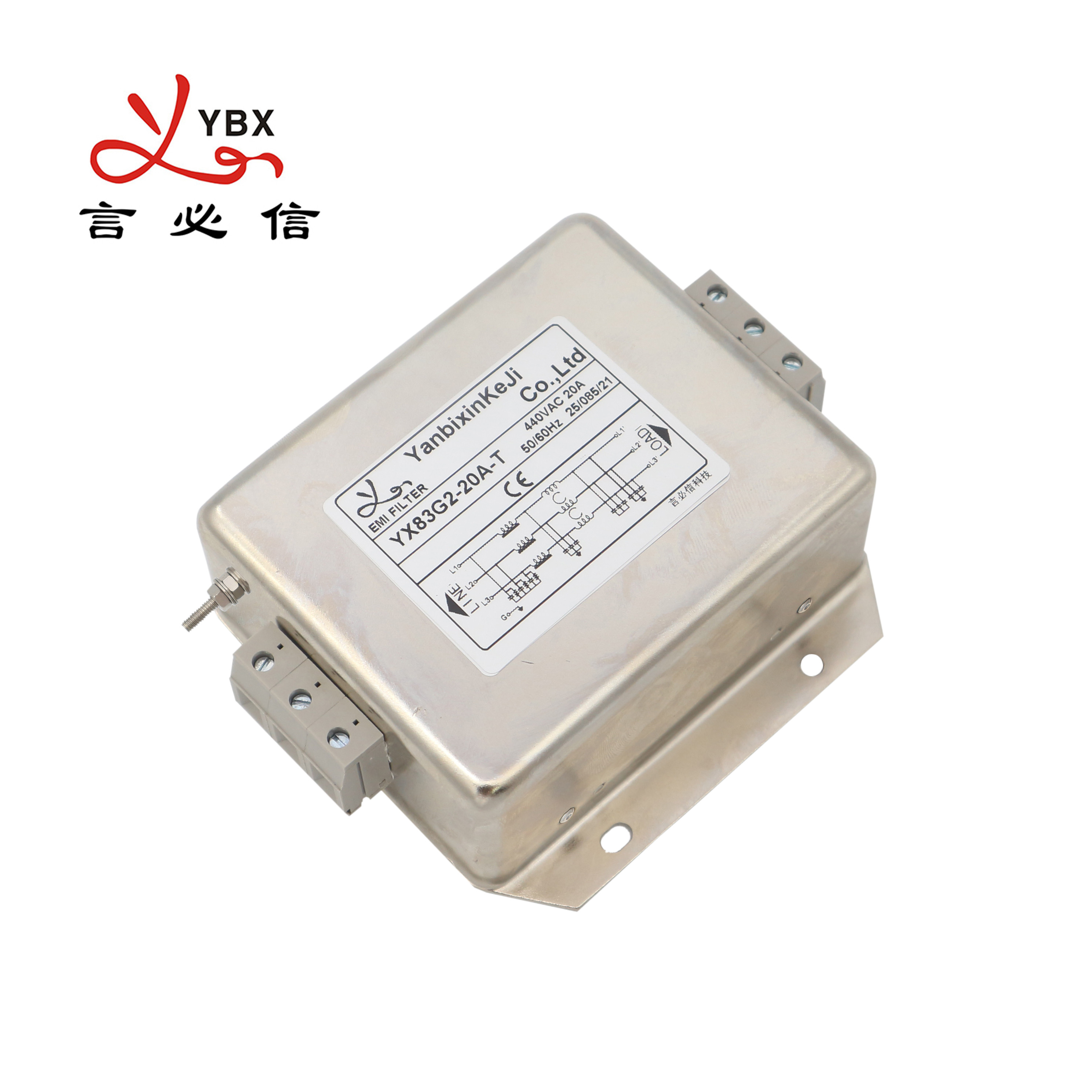 YX83 Terminal Block Connection EMI Filter 380V 20A Inverter Three Phase Filter