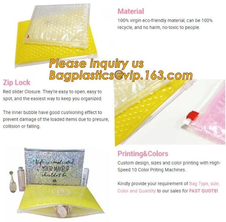 Custom Bubble Zip lockkk Packaging Bag Slider Padded Bag,Anti Shock Plastic PE Material Mailer Zip Lock Padded Bag /Slider