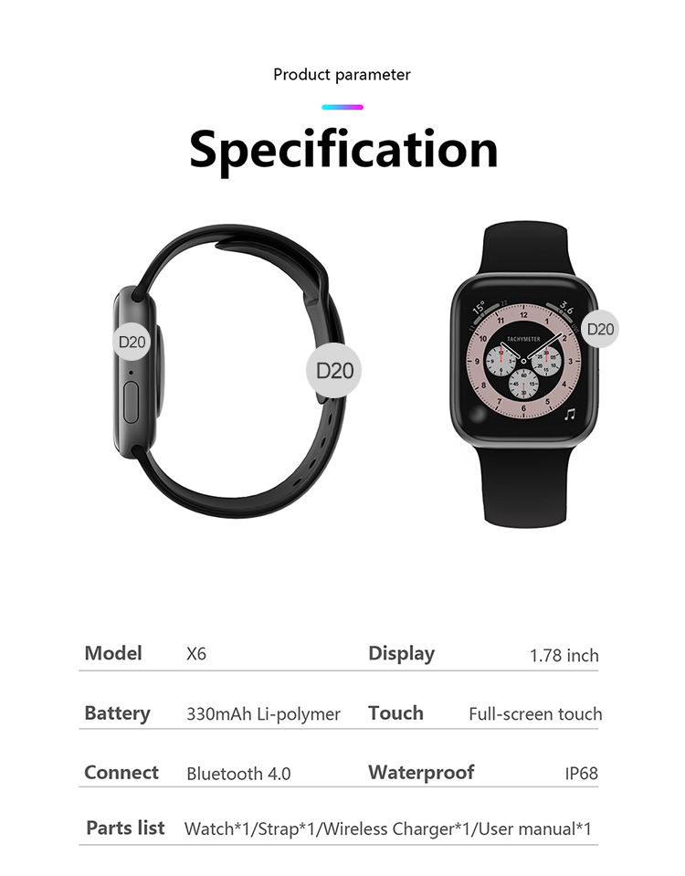 Timely Reminder 3G IP68 Waterproof Smartwatch X6 1.78 Inch 330mAh