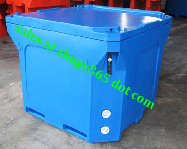 Rotomolded 800Liter Blue Insulated Fish Container Seafood Processing Insulated