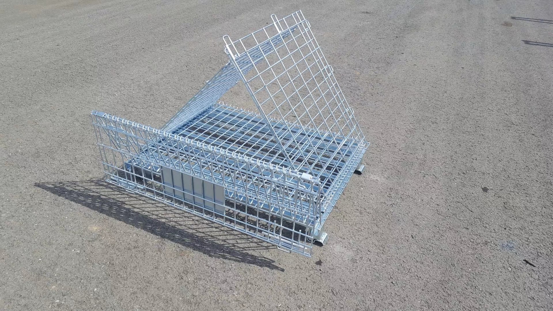 Customized Industrial Wire Mesh Containers Stackable Galvanized Steel Foldable Wire Mesh Pallet Cage