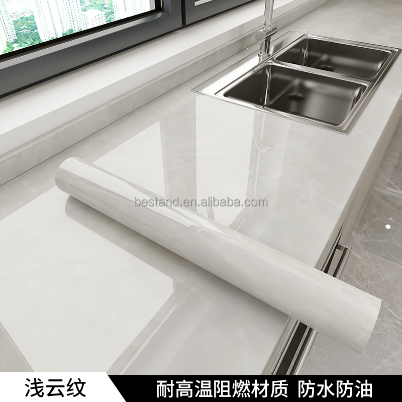 Marble Design High Glossy Self-Adhesive Kitchen Wallpaper with Heat Resistant and Waterproof Function