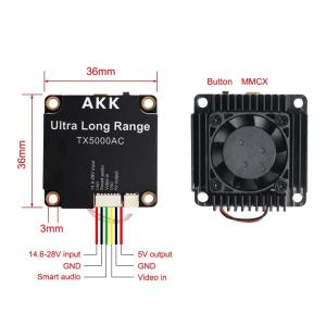 AKK TX5000AC 5W FPV VTX 5.8G 5000mW Drone Video Transmitter 4.9G-6G 96CH