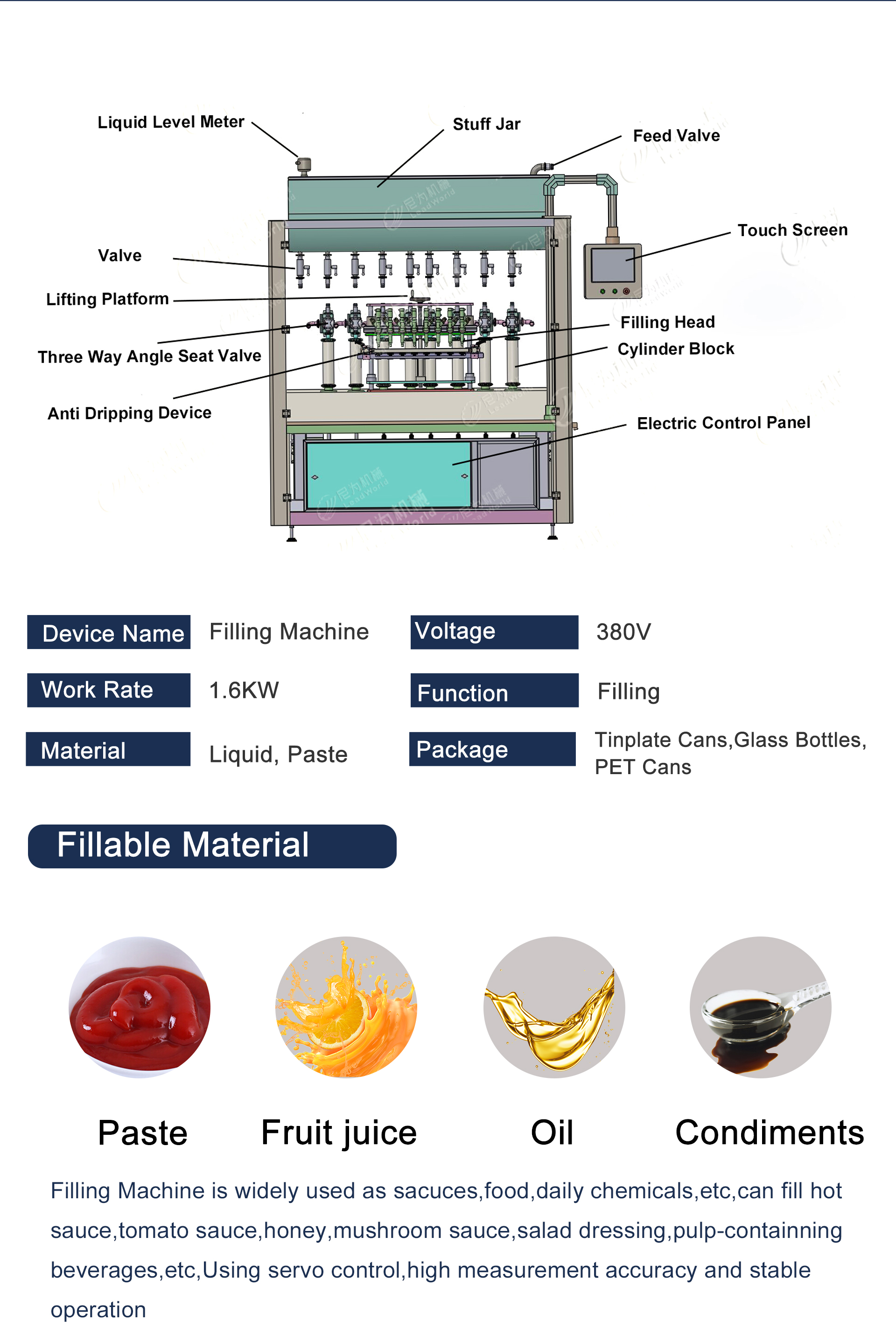 Fully Automatic Four-Head Shampoo Filling Production Line Liquid Filling Equipment