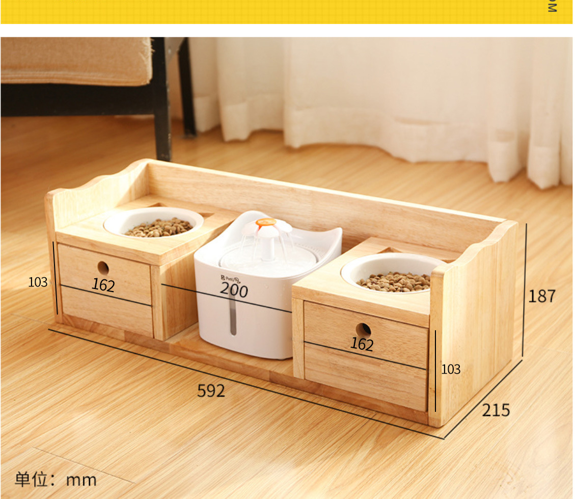 OEM Bamboo Wooden Raised Dog Bowls Elevated For Food Water Feeding