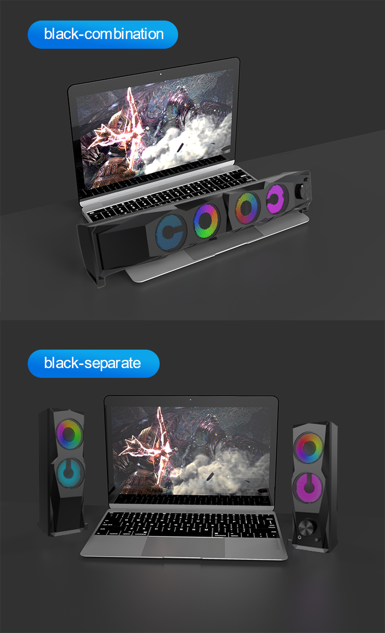 Multimedia Portable 2.0 Channel USB PC Powered RGB Gaming Computer Speakers for CKD SKD