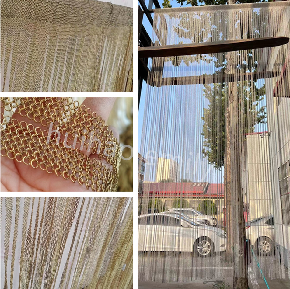 Stainless Steel 7mm Ring Mesh Chain Mail Curtain With Fringing