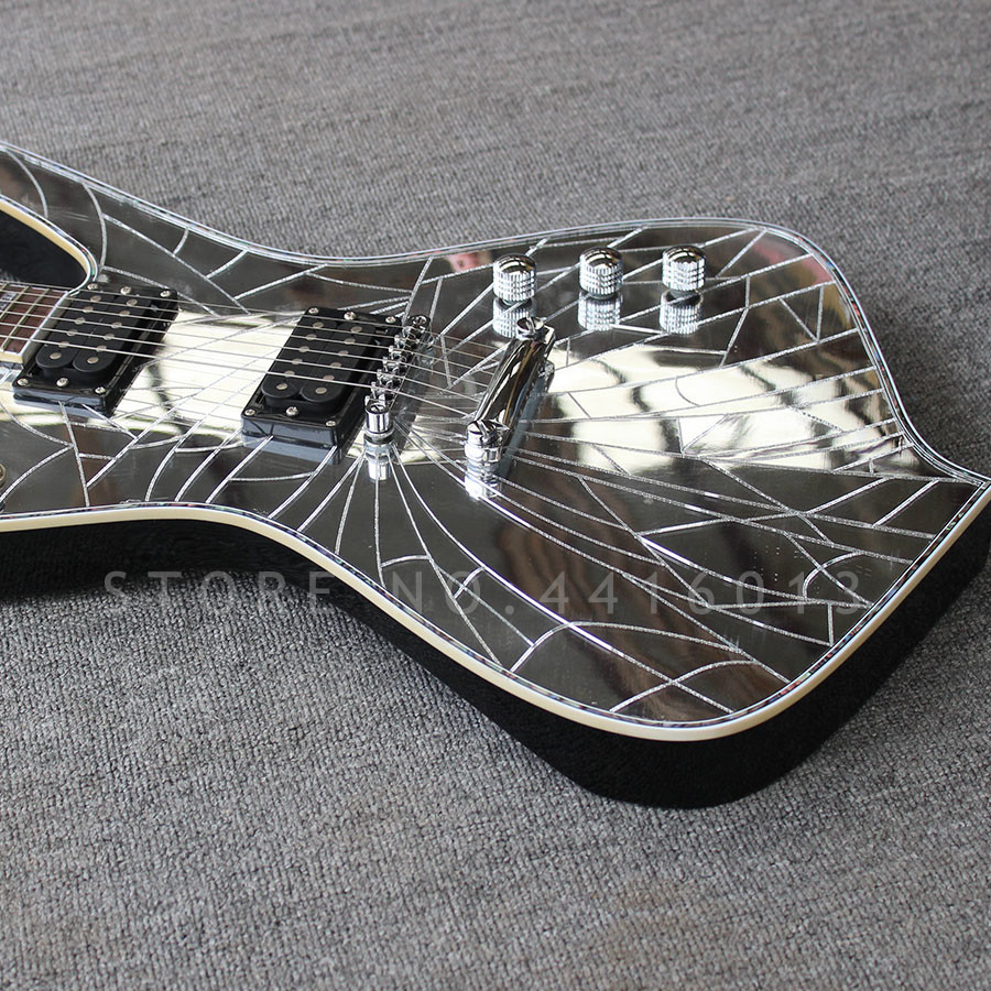 Custom Purple Gold Sliver Cracked Mirror ICEMAN Stanley Electric Guitar Abalone & Cream Body Binding Guitar