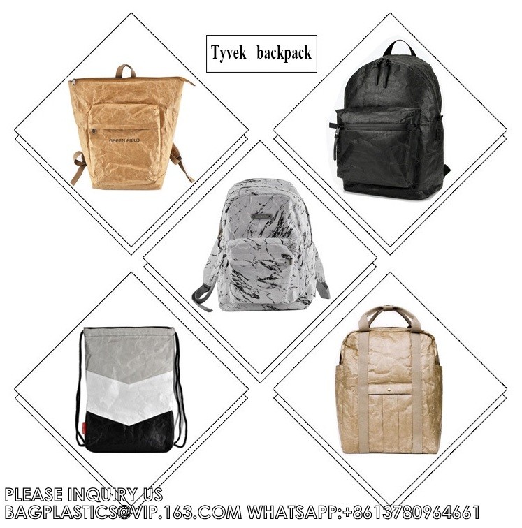 OEM Washable Recycled Kraft Dupont Paper Zip Lock Tyvek Tote Bags customised single shoulder tote shopping handbags