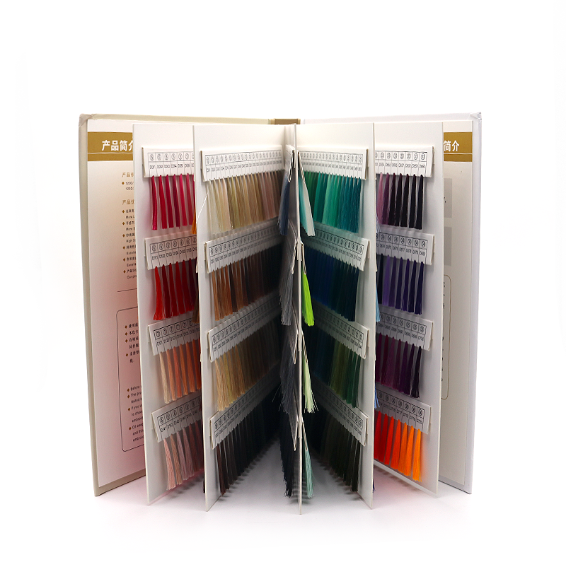 Embroidery Silk Thread Color Cards Book 5000y Length/cone and 100% Polyester