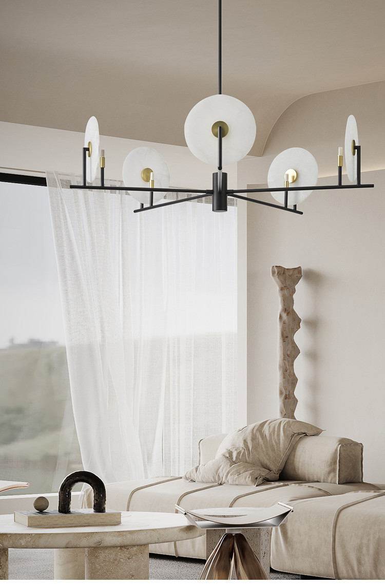 Luxury Marble Chandelier Living Room Black Minimalist Dining Room Erto Chandelier(WH-MI-378)