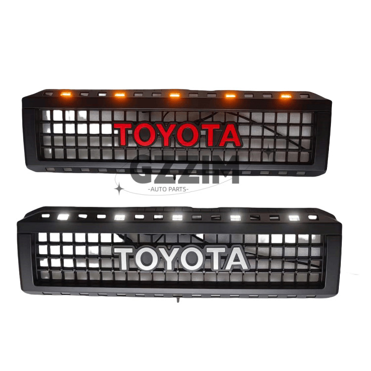 Toyota LC76 ABS Mesh Front Grille With Light Bar Black Car Grille Front Middle Grille