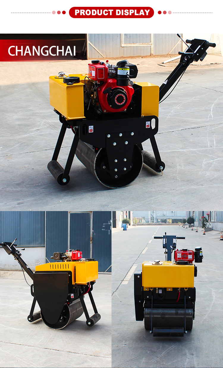 Electric Start 0.3 Ton Walk Behind Single Drum Roller HQ-YL600C for Vibratory Road Repair