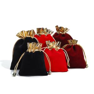  Soft Slip No Villi Velvet Drawstring Jewelry Bags With Gold Open Mouth Manufactures